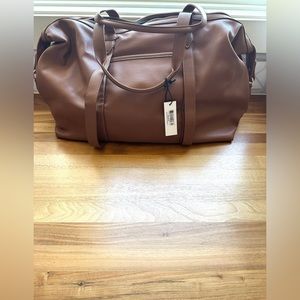 Lulu Dharma NWT embossed brown caramel vegan leather tote bag.